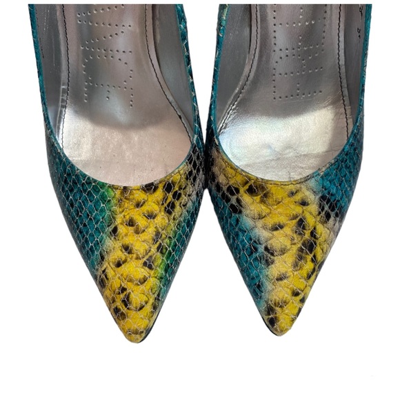 Y2K FREE LANCE Leather Multicolor Snakeskin Heels - Picture 6 of 16